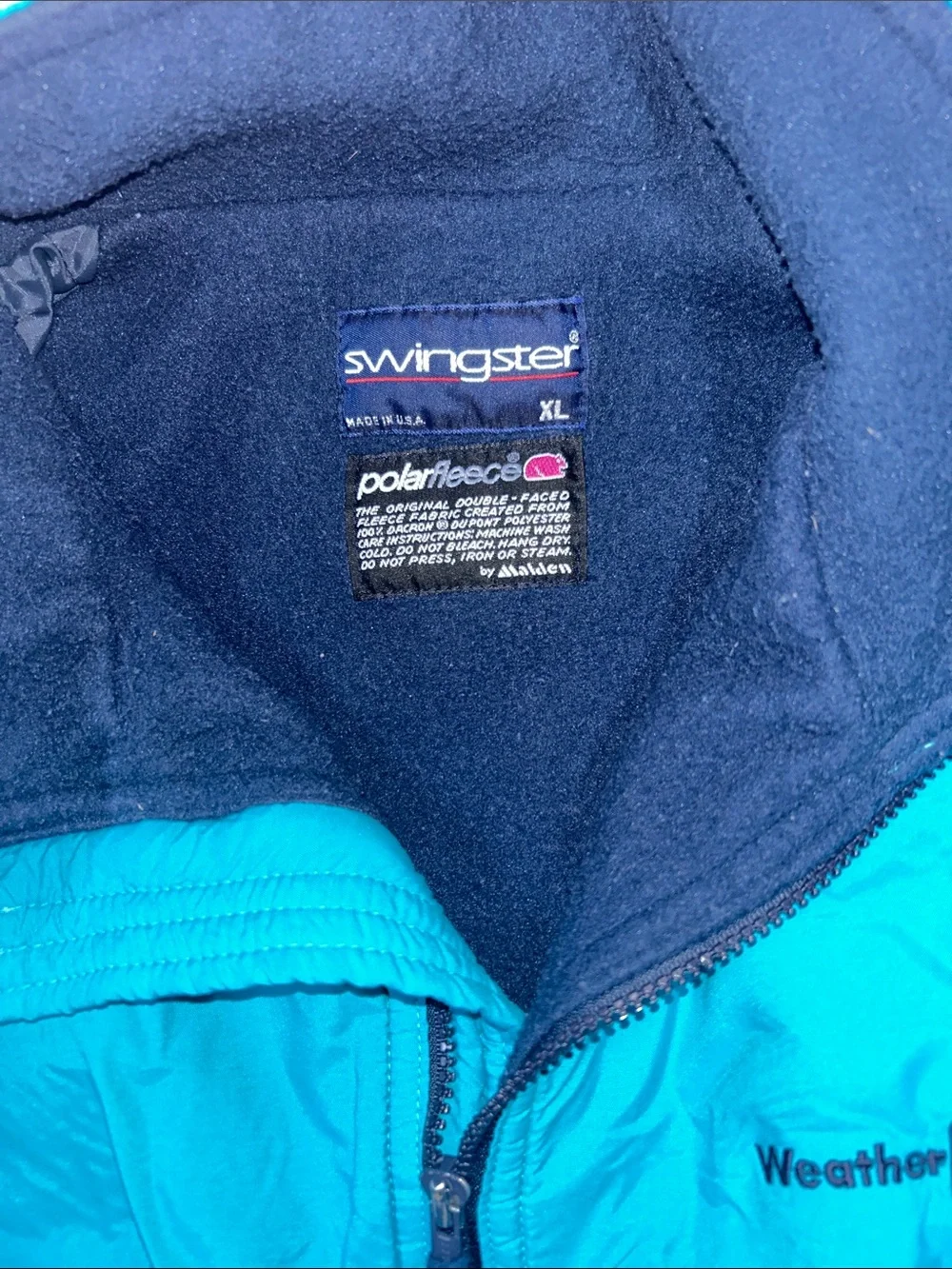 Unisex Swingster Polar Adult Teal Puffer Jacket with Navy Trim - Outdoor Classic